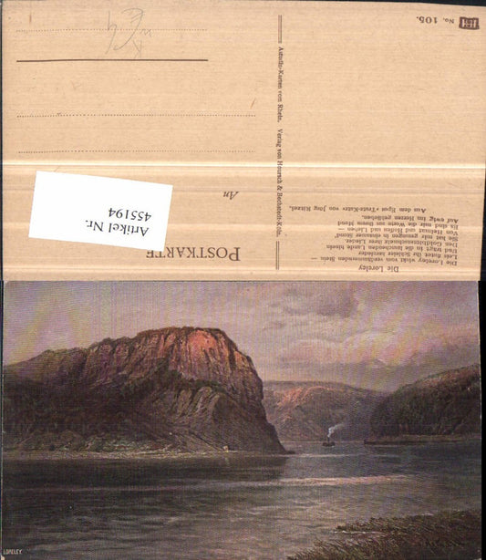 455194,Künstler AK N. Astudin Loreley b. St. Goarshausen Felsen Fluss