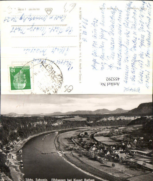 455292,Sächsische Schweiz Elbbogen b. Rathen Totale Fluss