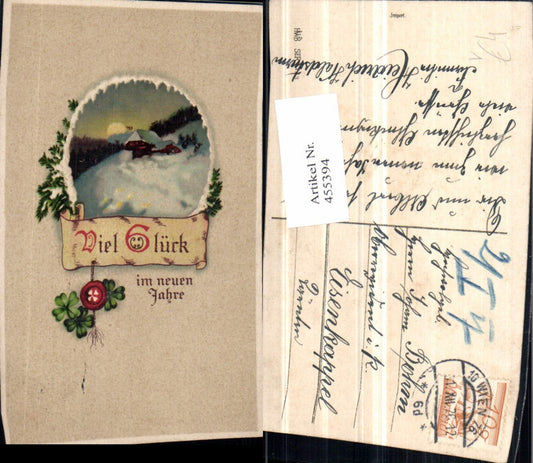 455394,Künstler AK Neujahr Winterlandschaft Passepartout Klee pub HWB 1153
