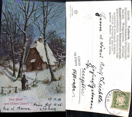 455423, Artist AK Splitgerber New Year Winter Landscape Chapel