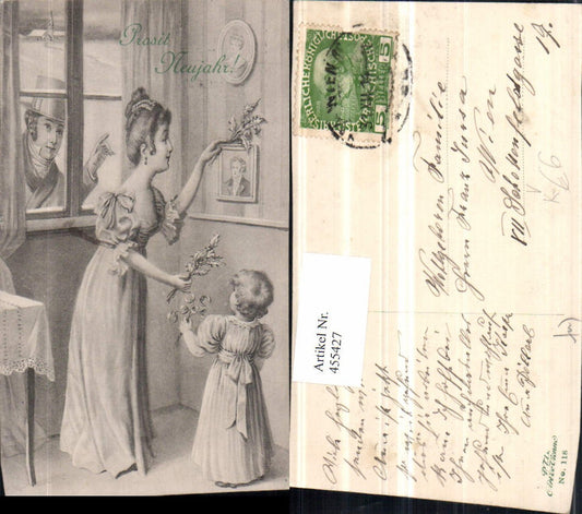 455427, Artist AK New Year Woman Mother Child Branches pub Art de Vienne 118