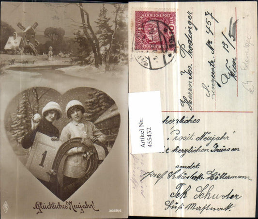 455432, New Year's photomontage women's bonnets horseshoe calendar heart windmill