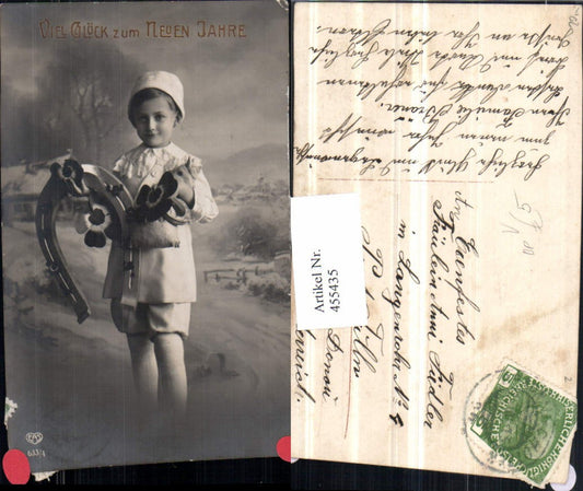 455435, New Year Child Horseshoe Clover Piglet pub EAS 633/4 Railway Post Train 96