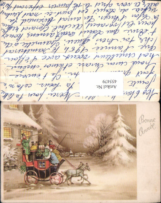 455479, Artist AK New Year's Horse-Drawn Carriage Winter Picture