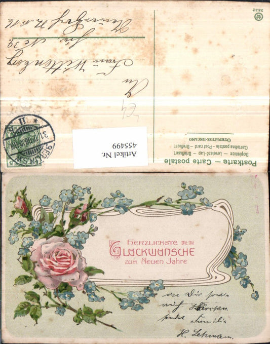 455499,Künstler Litho Neujahr Blumen Rosen