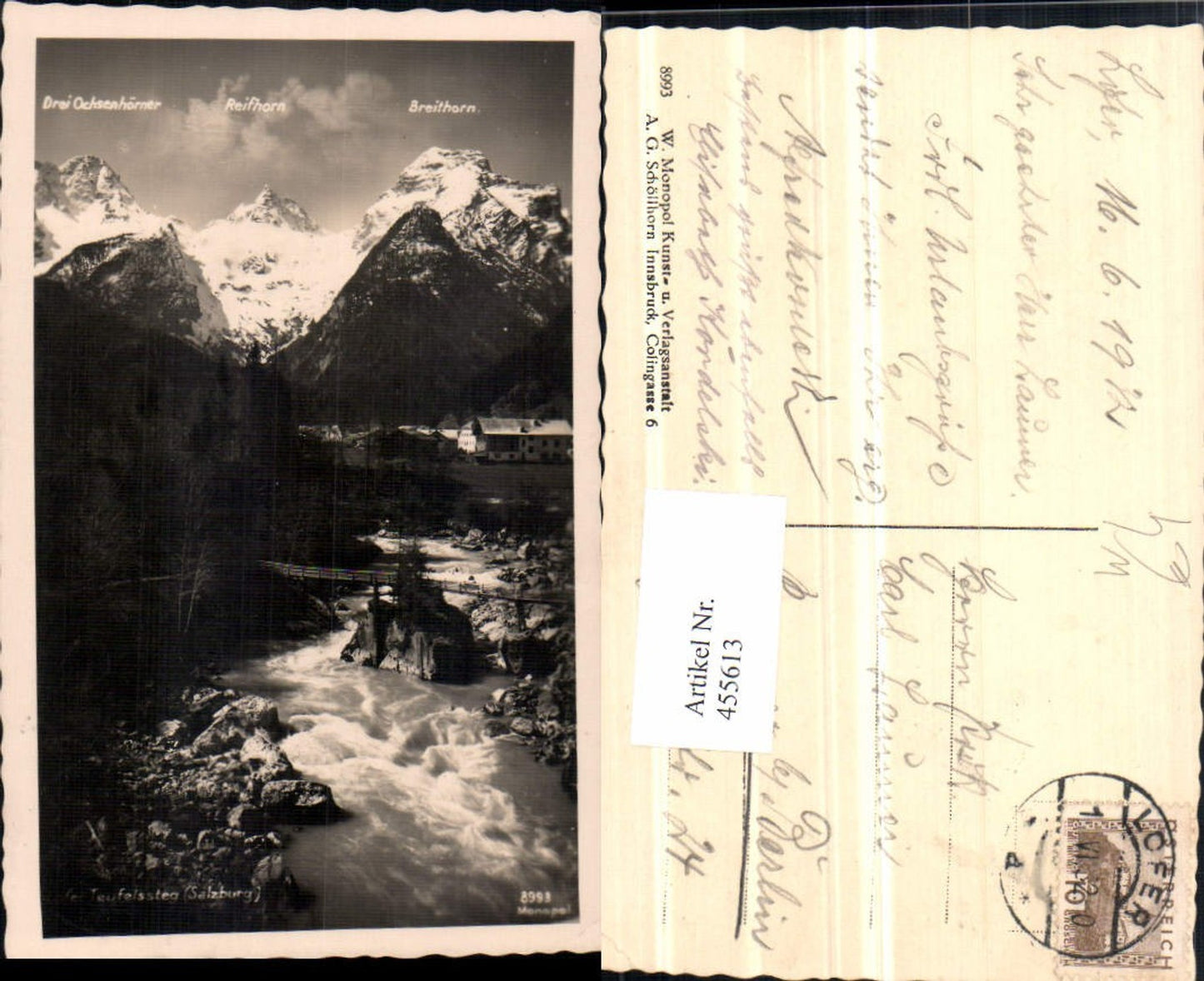 455613,Lofer Teufelssteg Brücke m. Reifhorn Bergkulisse