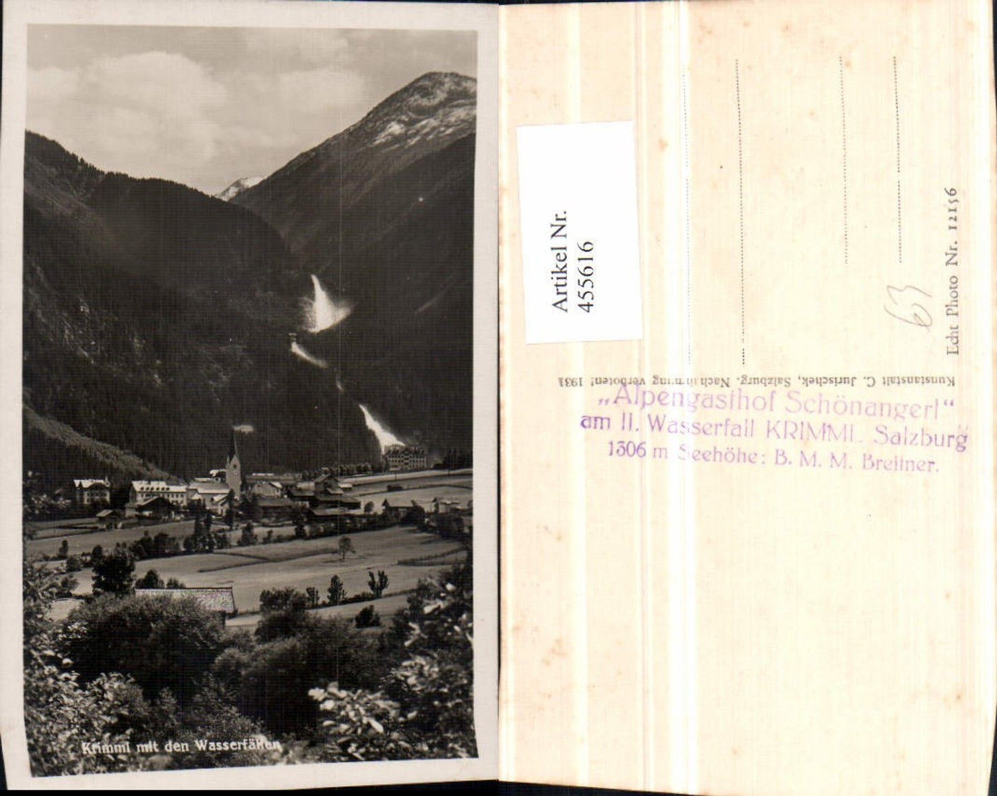 455616,Krimml Totale mit den Wasserfällen