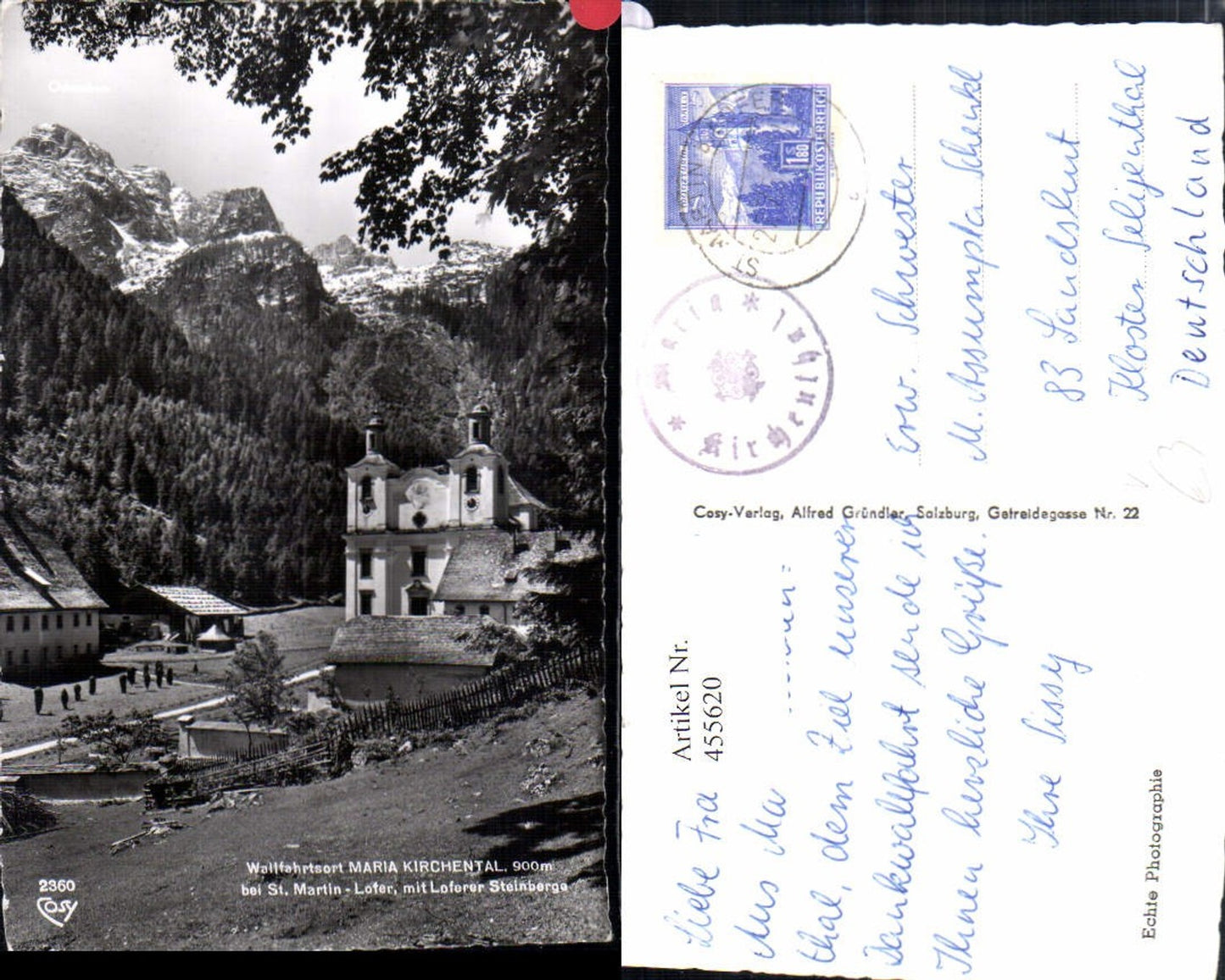 455620,Maria Kirchental Kirche b. St. Martin Lofer Bergkulisse pub Cosy 2360