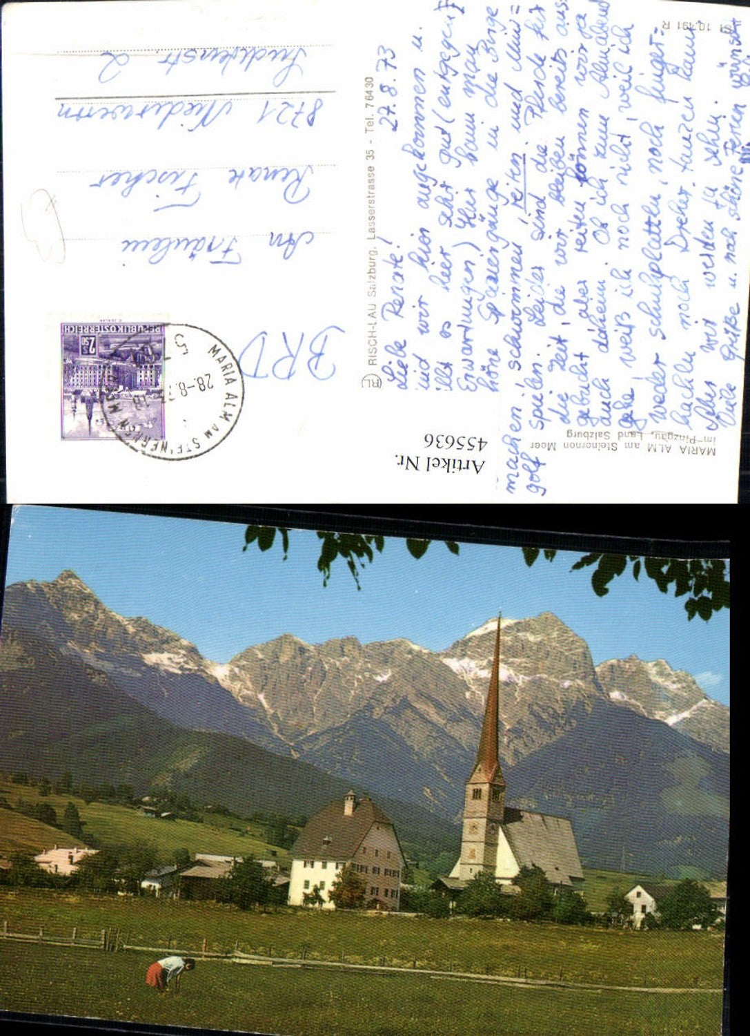 455636,Maria Alm am Steinernen Meer Kirche Bergkulisse