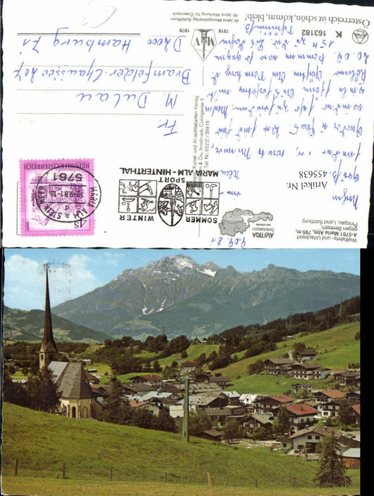 455638,Maria Alm Totale Kirche Sessellift Bergkulisse