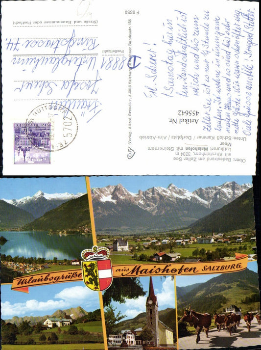 455642,Maishofen Totale Kirche Almabtrieb Mehrbildkarte