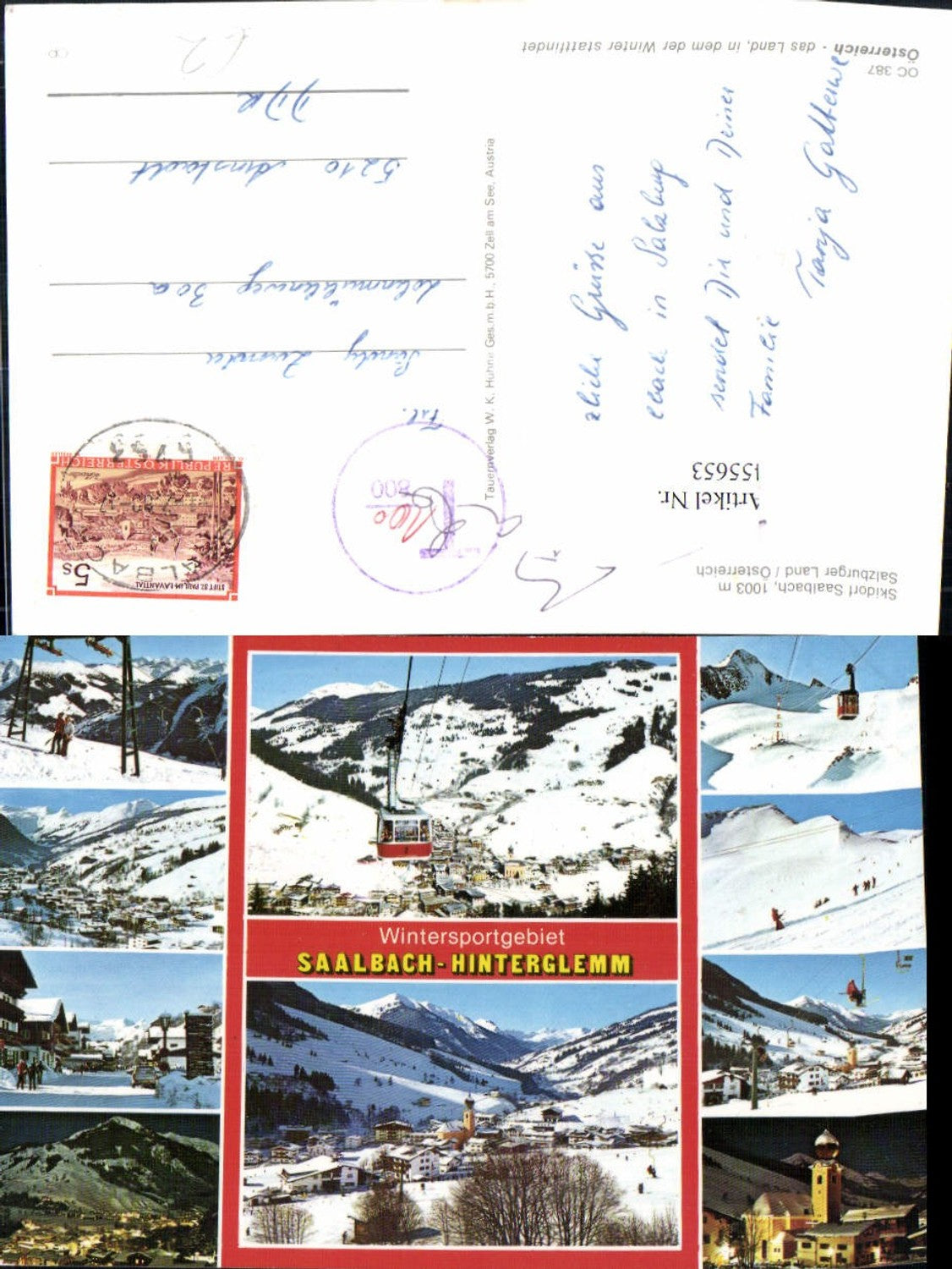 455653,Saalbach Totale Seilbahn Skilift Mehrbildkarte