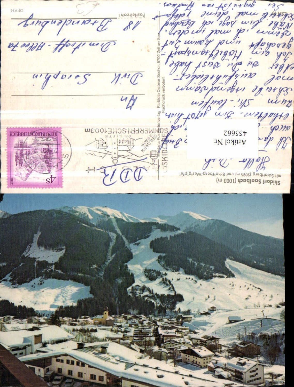 455662,Saalbach Totale m. Schattberg Bergkulisse Winterbild