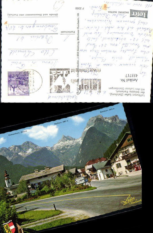 455717,Lofer Teilansicht m. Steinbergen Bergkulisse