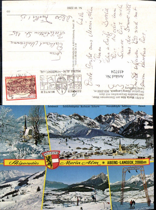 455724,Maria Alm Totale Kirche Aberg-Langeck Skilift Mehrbildkarte