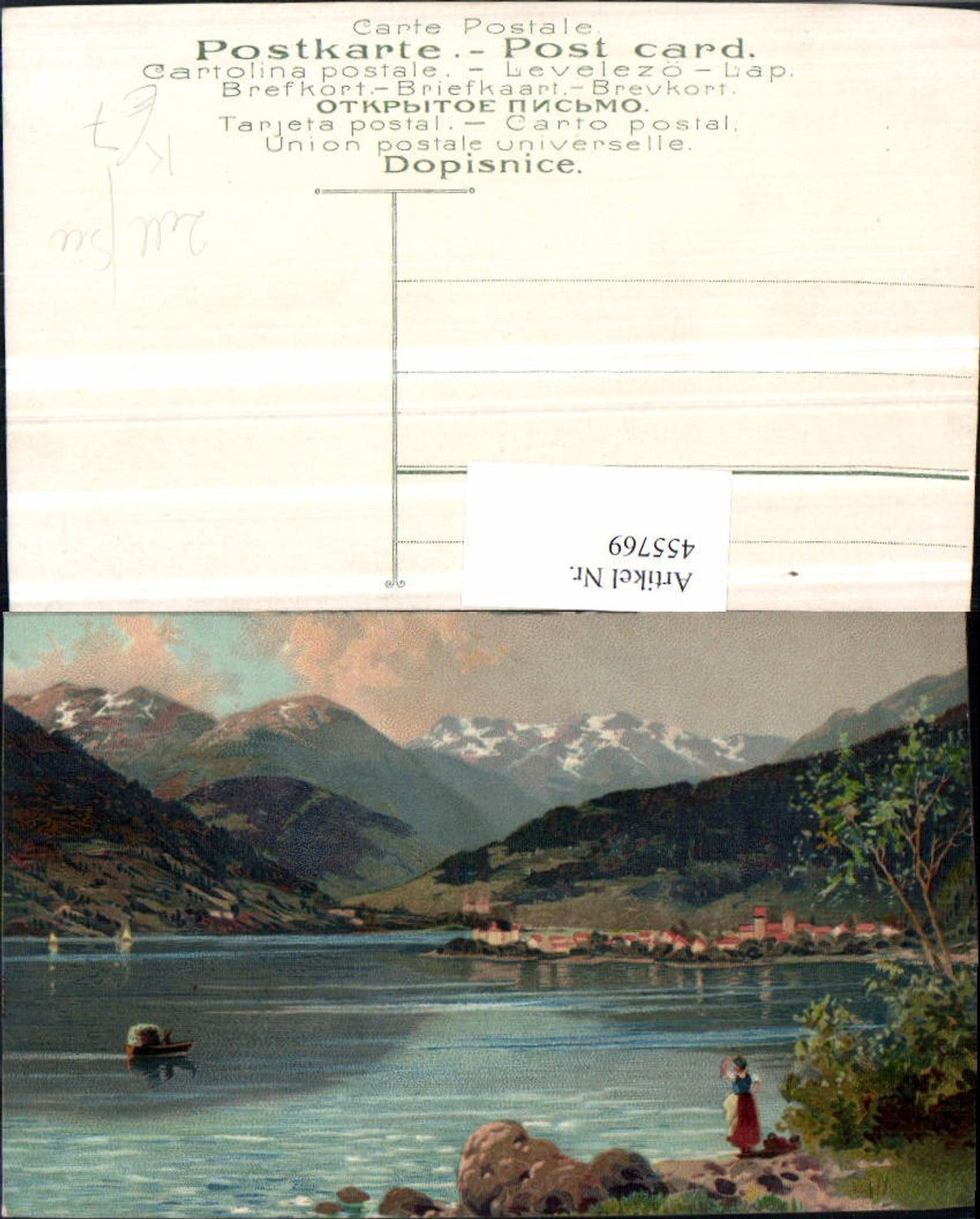 455769,Künstler AK Zell am See Teilansicht Bergkulisse