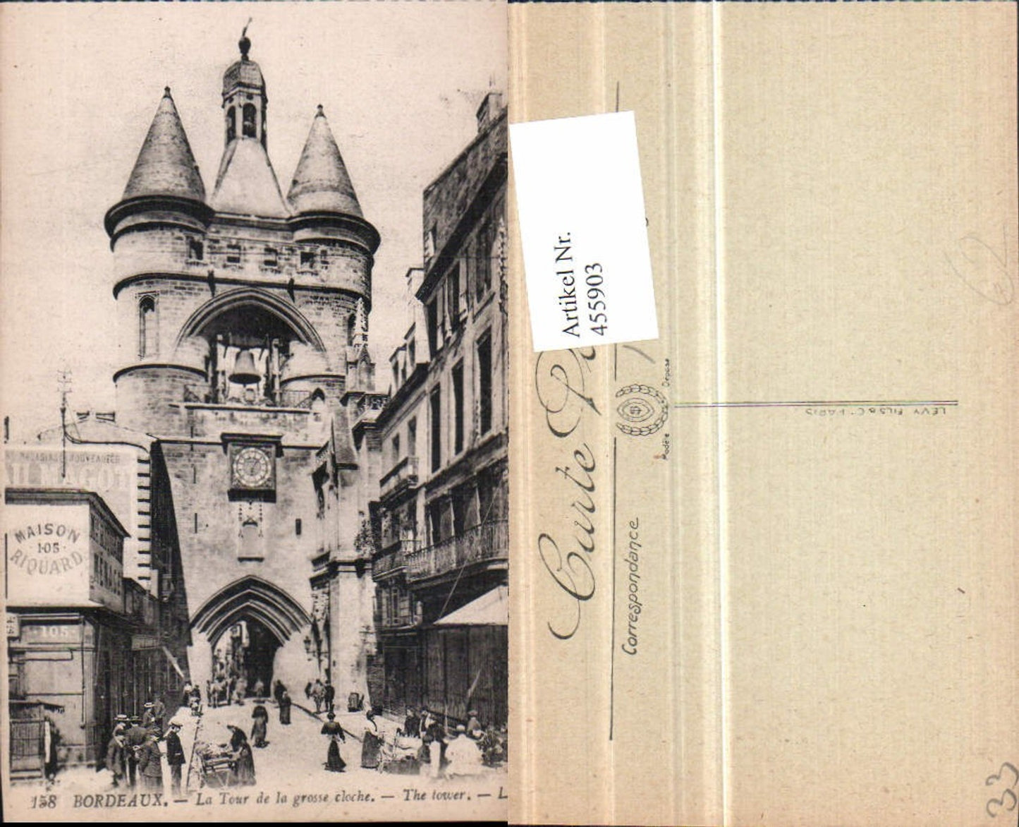 455903,Aquitanien Gironde Bordeaux Tour de la grosse cloche Uhr Glocke