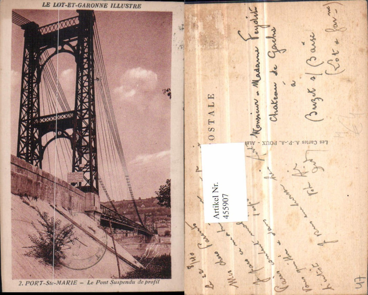 455907,Aquitanien Lot-et-Garonne Port-Ste-Marie Pont Suspendu Brücke