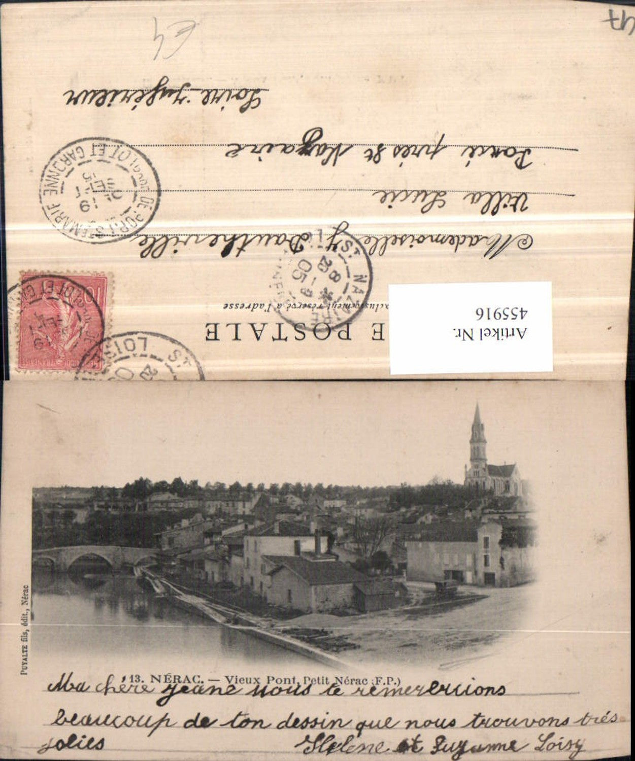 455916,Aquitanien Lot-et-Garonne Nerac Vieux Pont Teilansicht Brücke