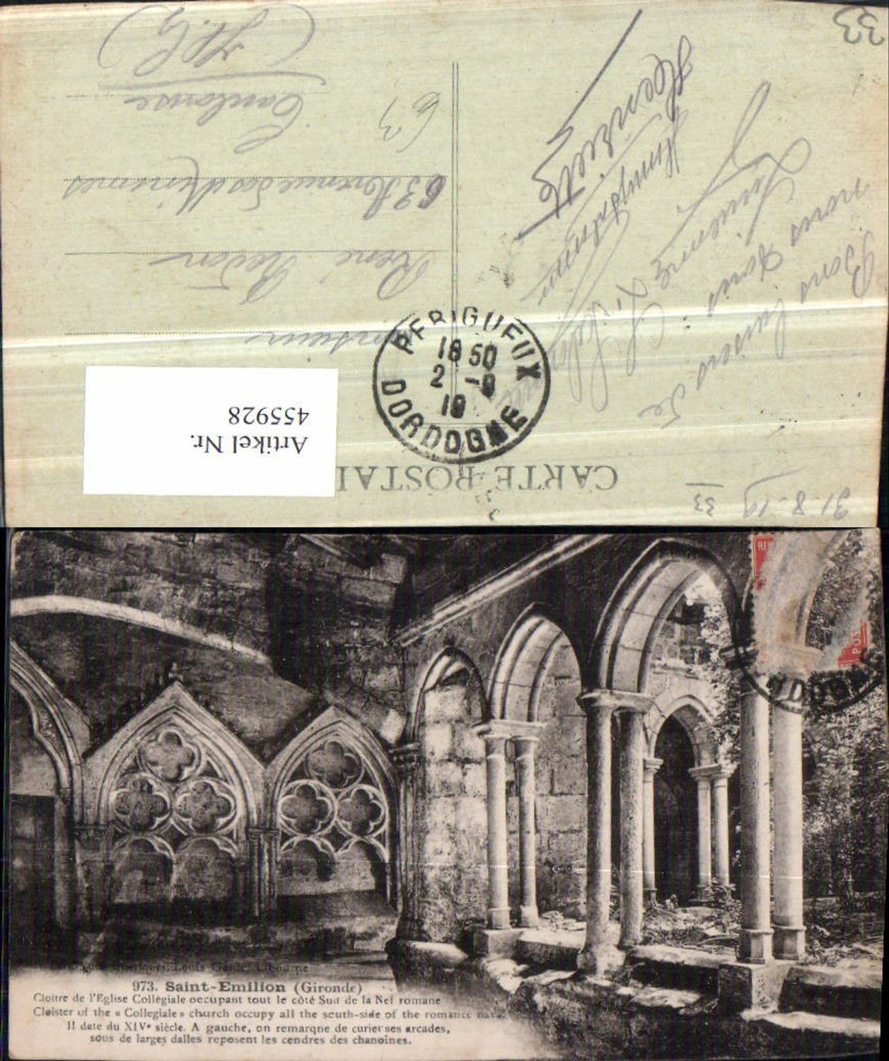 455928,Aquitanien Gironde Saint-Emilion Cloitre de Eglise Kloster Arkaden