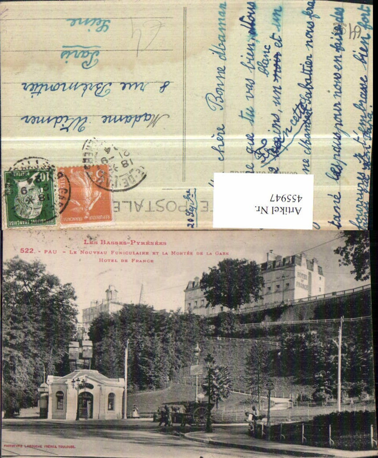 455947,Aquitanien Pyrenees-Atlantiques Pau Funiculaire et Hotel de France