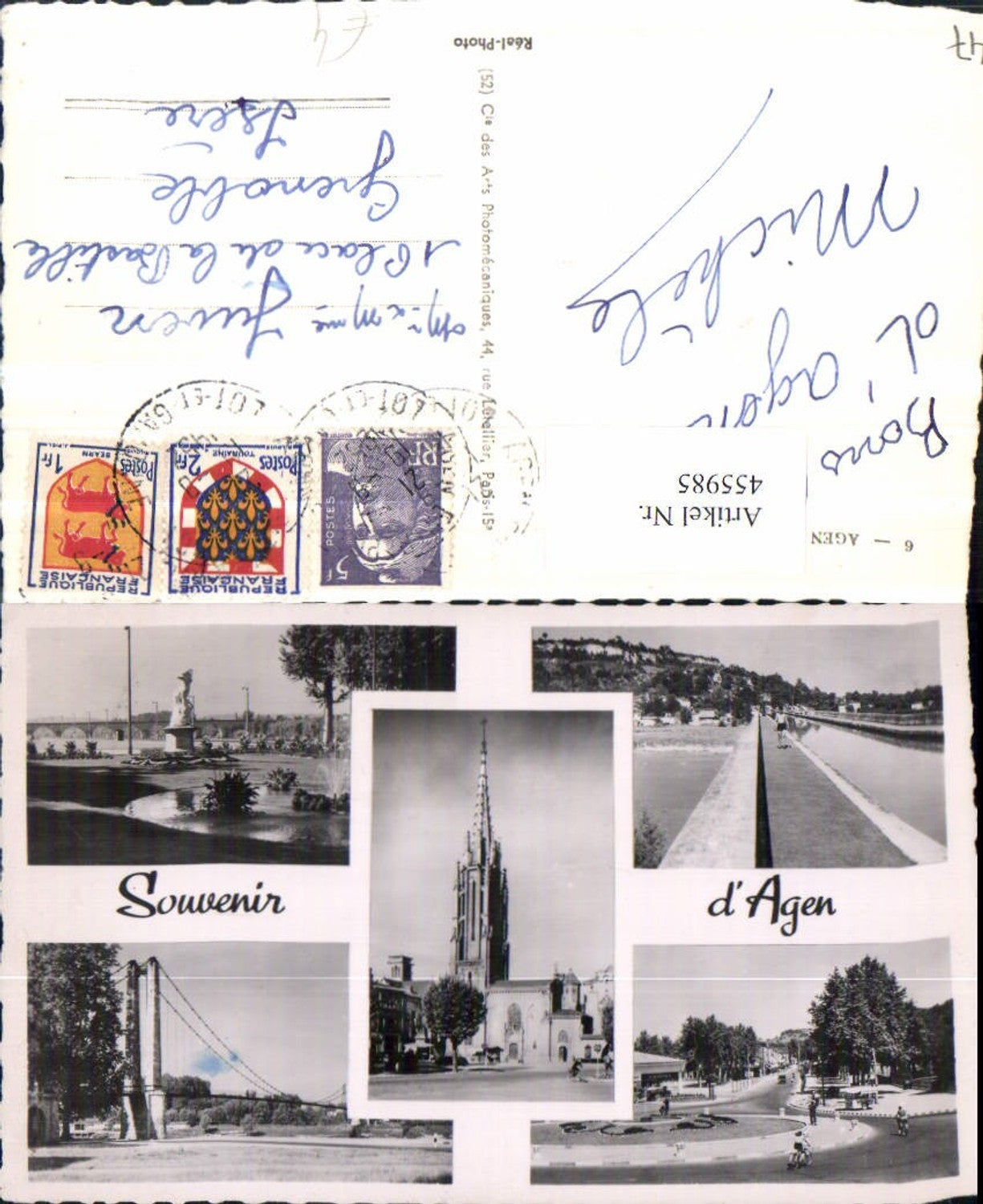 455985, Aquitaine Lot-et-Garonne Agen Church Bridge Monument Multiview Map
