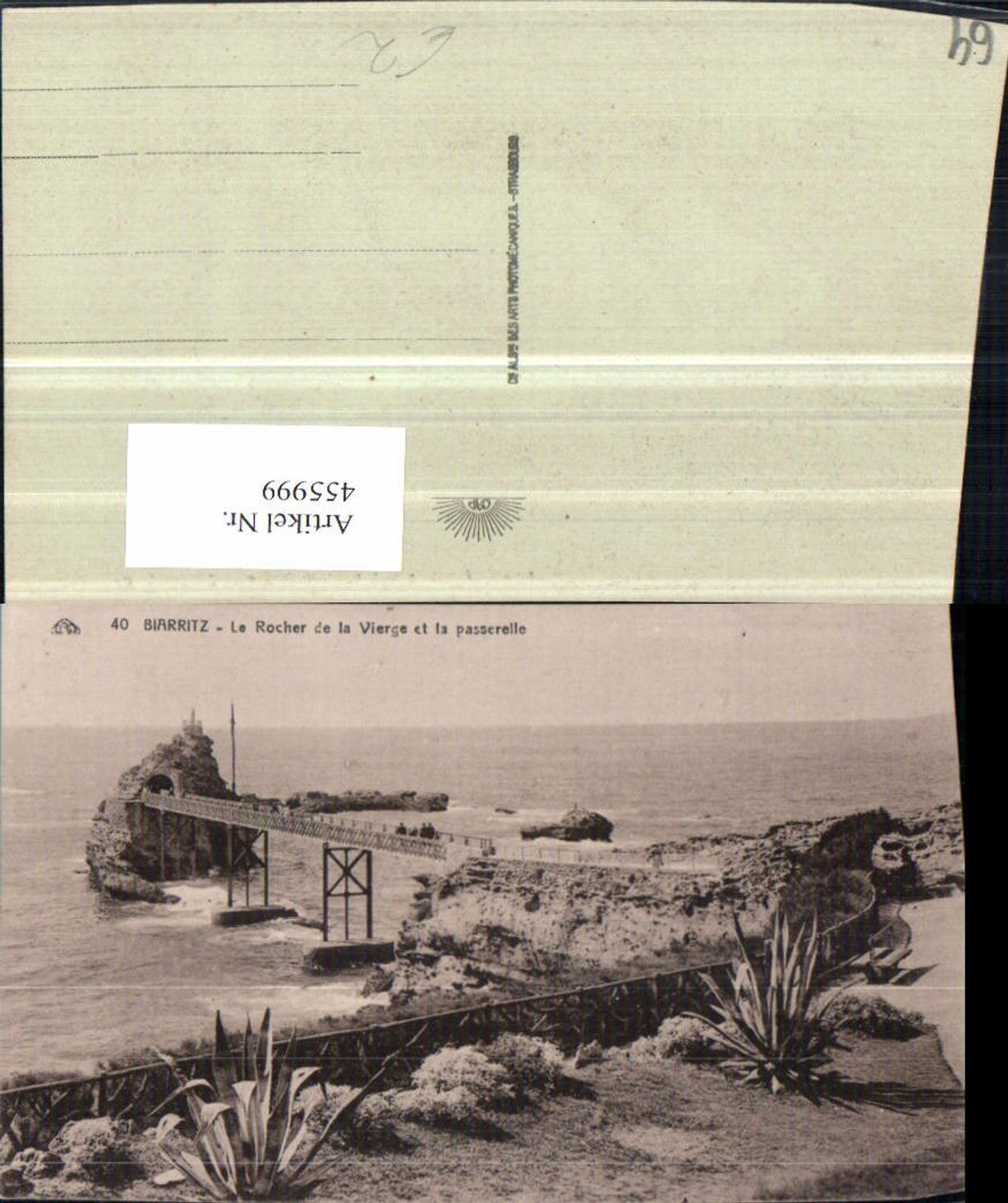 455999,Aquitanien Pyrenees-Atlantiques Biarritz Rocher de la Vierge Brücke