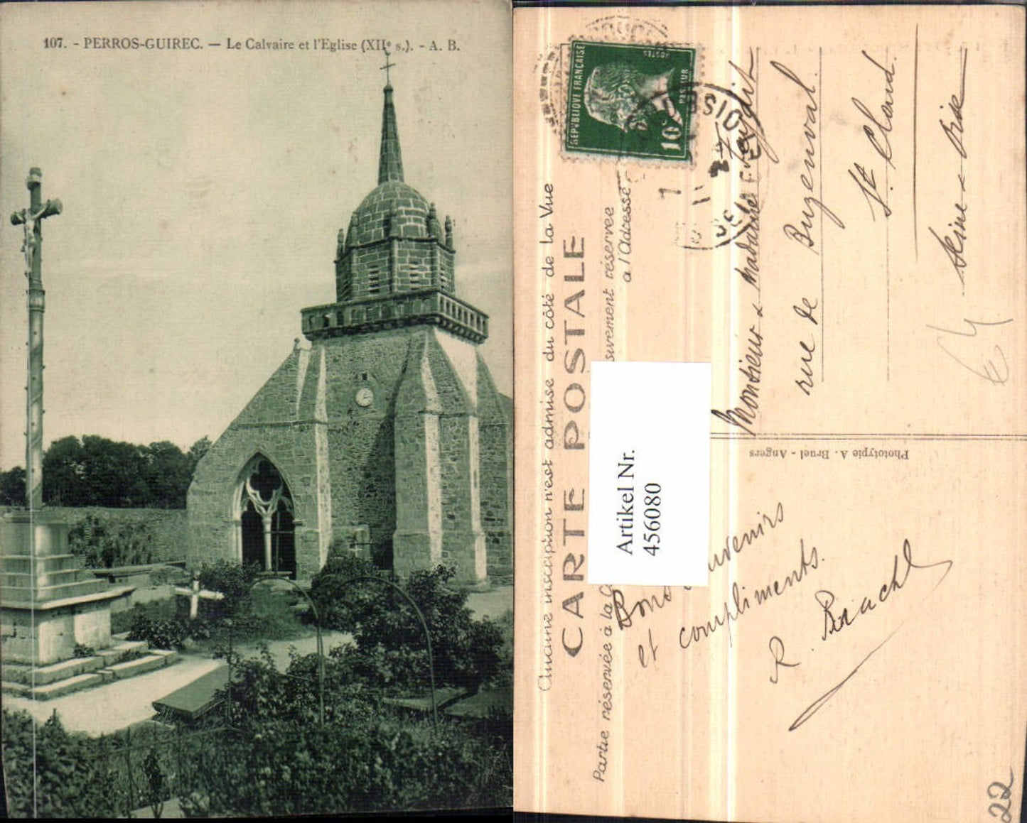 456080,Bretagne Cote-Amor Perros-Guirec Calvaire et Eglise Kirche