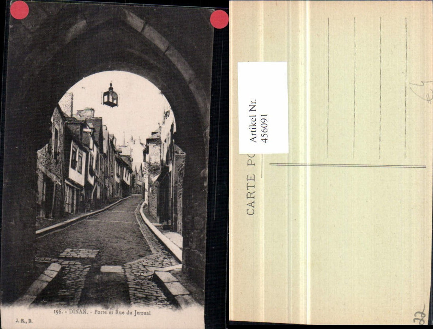 456091,Bretagne Cote-Amor Dinan Porte et Rue du Jerzual Straßenansicht