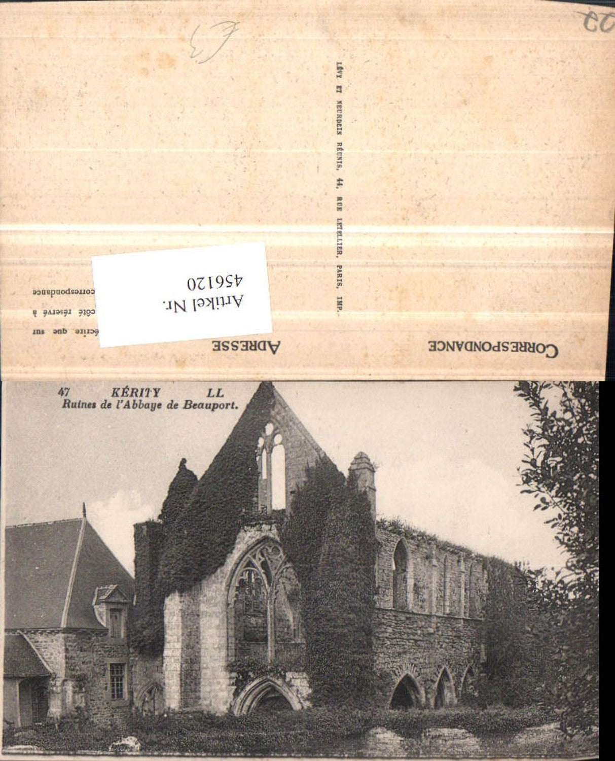 456120,Bretagne Cote-Amor Kerity Ruines de Abbaye Beauport Ruine