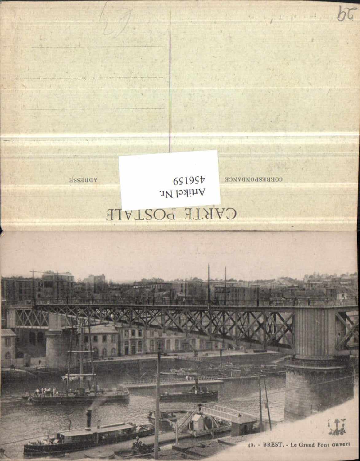 456159,Bretagne Finistere Brest Le Grand Pont Brücke Dampfer