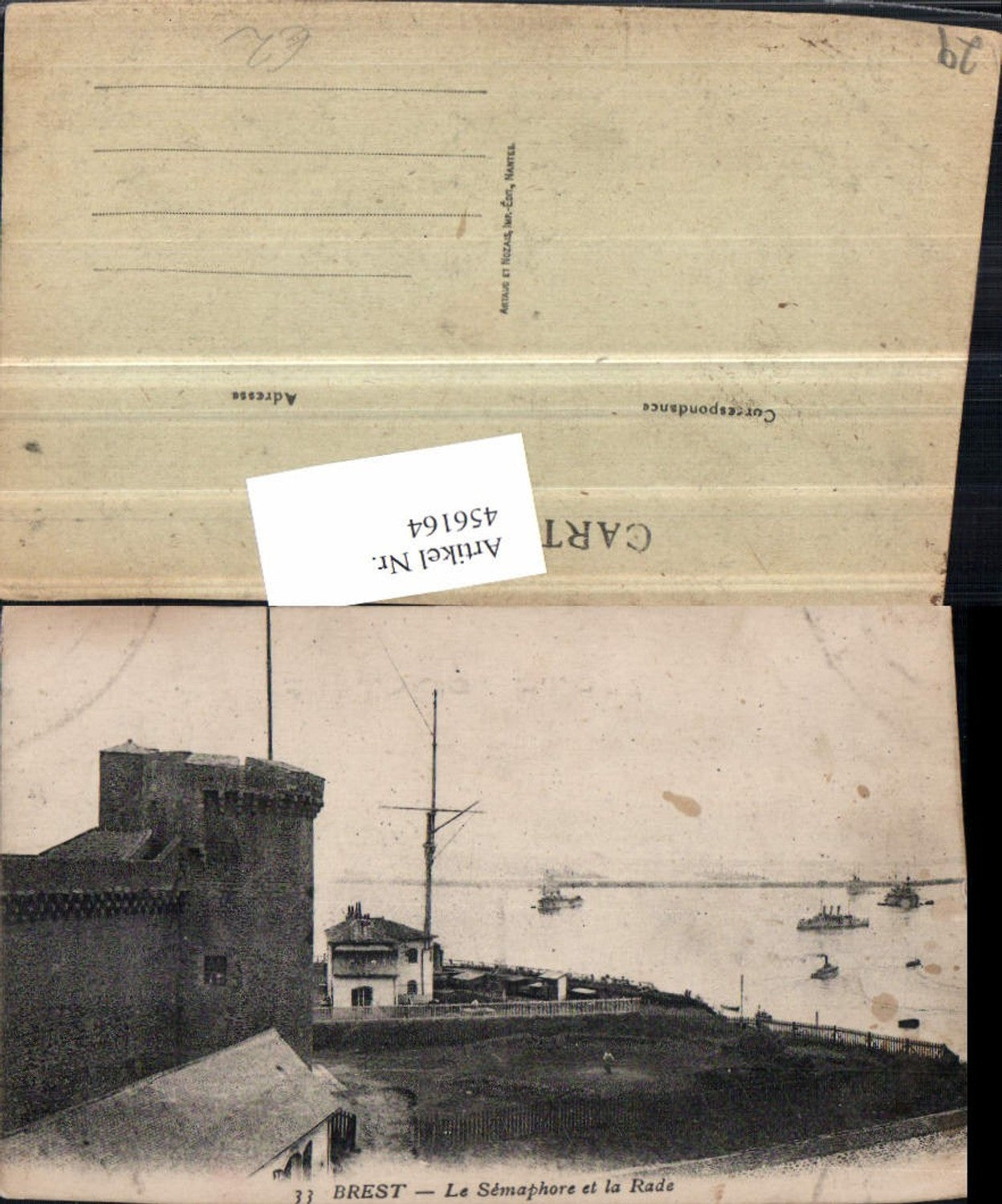 456164,Bretagne Finistere Brest Le Semaphore et la Rade Sender