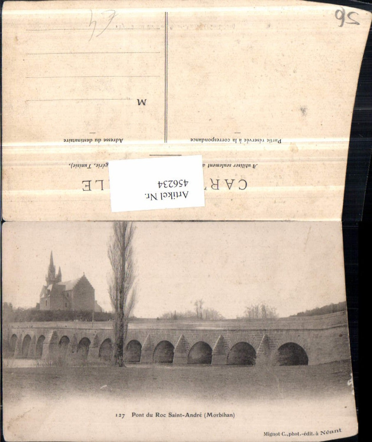 456234,Bretagne Morbihan Pont du Roc Saint-Andre Brücke Kirche