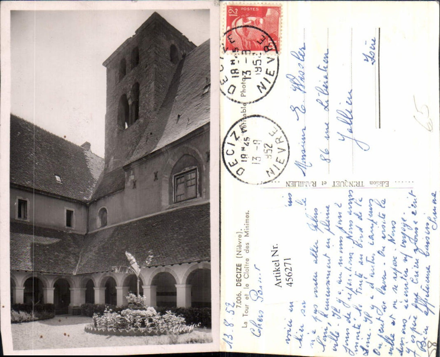 456271,Burgund Nievre Decize Tour et le Cloitre des Minimes Kloster Arkaden
