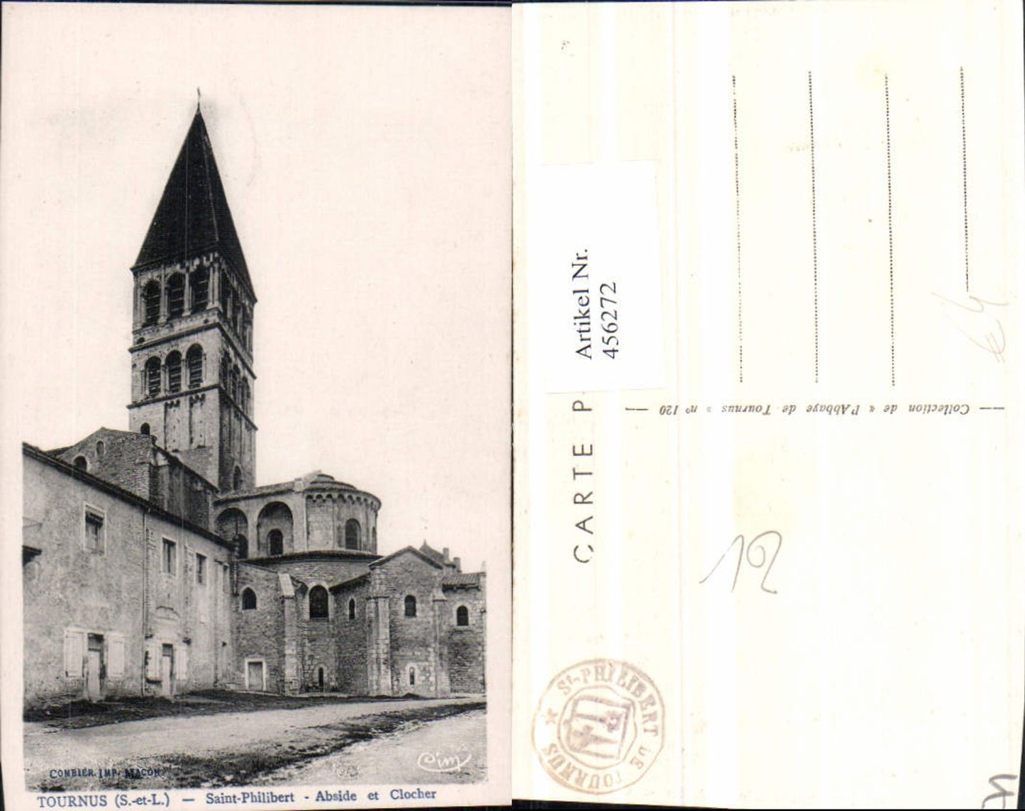 456272,Burgund Saone-et-Loire Tournus Saint-Philibert Kirche Turm