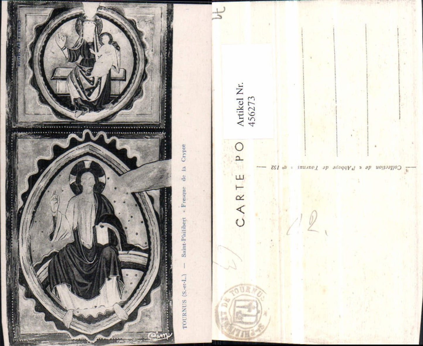 456273,Burgund Saone-et-Loire Tournus Saint-Philibert Fresque de la Crypte