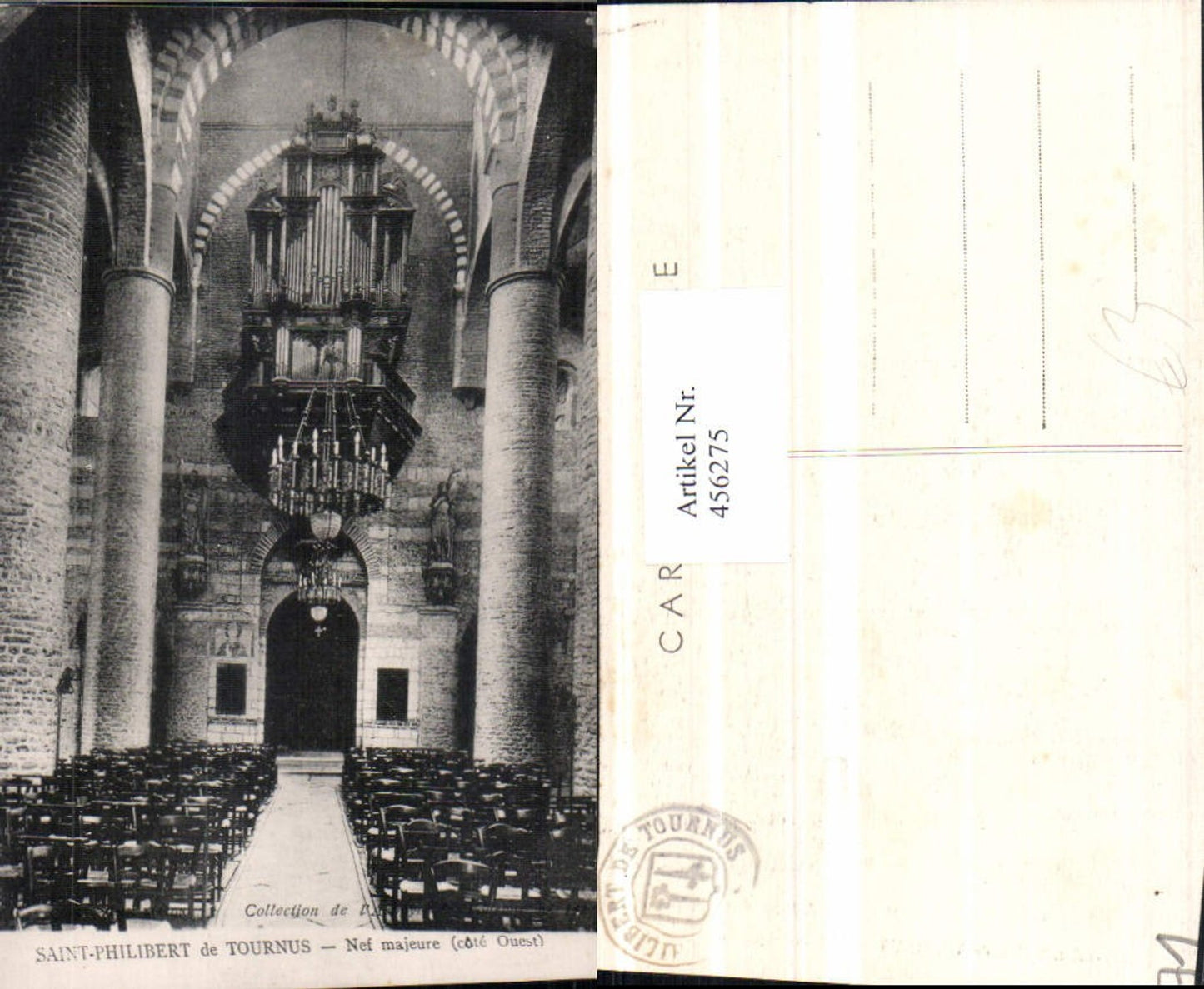 456275,Burgund Saone-et-Loire Tournus Saint-Philibert Kirche Orgel Innenansicht
