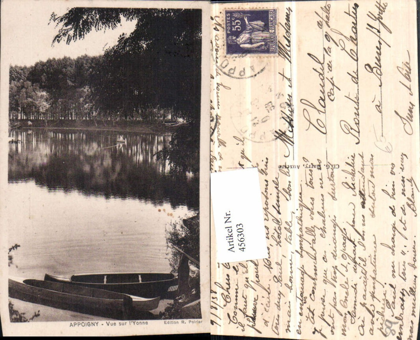 456303,Burgund Yonne Appoigny Vue sur l'Yonne Teich Boote