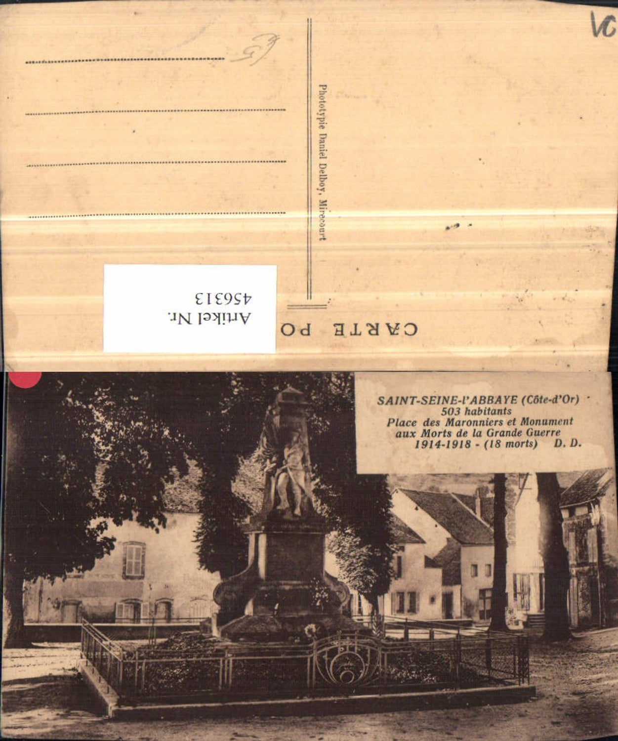 456313,Burgund Cote-Or Saint-Seine-l'Abbaye Monument aux Morts