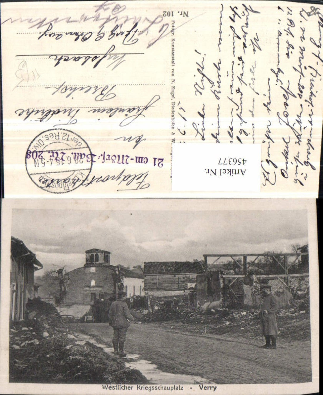 456377,Burgund Nievre Verry Zerstörung Feldpost 21cm Mörser-Batterie 208