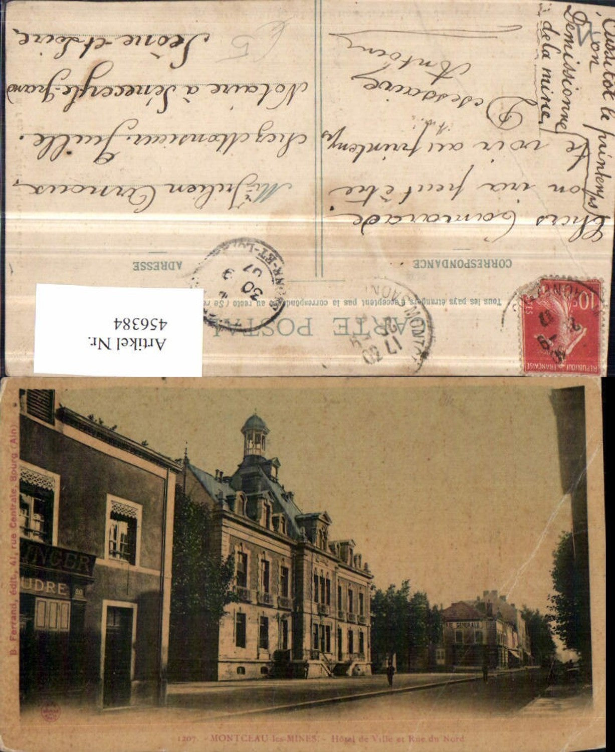 456384,Burgund Saone-et-Loire Montceau-les-Mines Hotel de Ville Rathaus