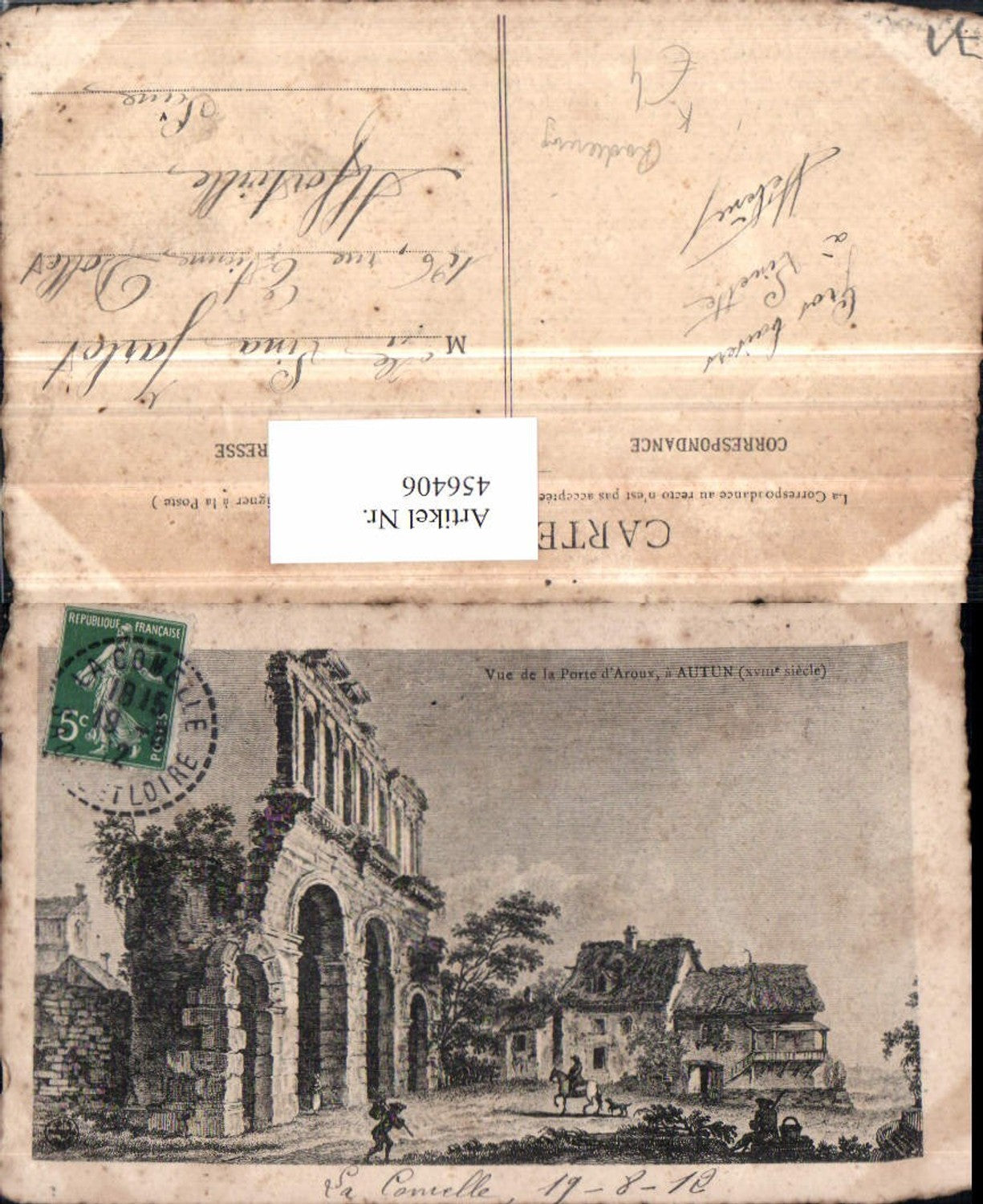 456406,Künstler AK Radierung Burgund Saone-et-Loire Autun Porte Aroux Tor