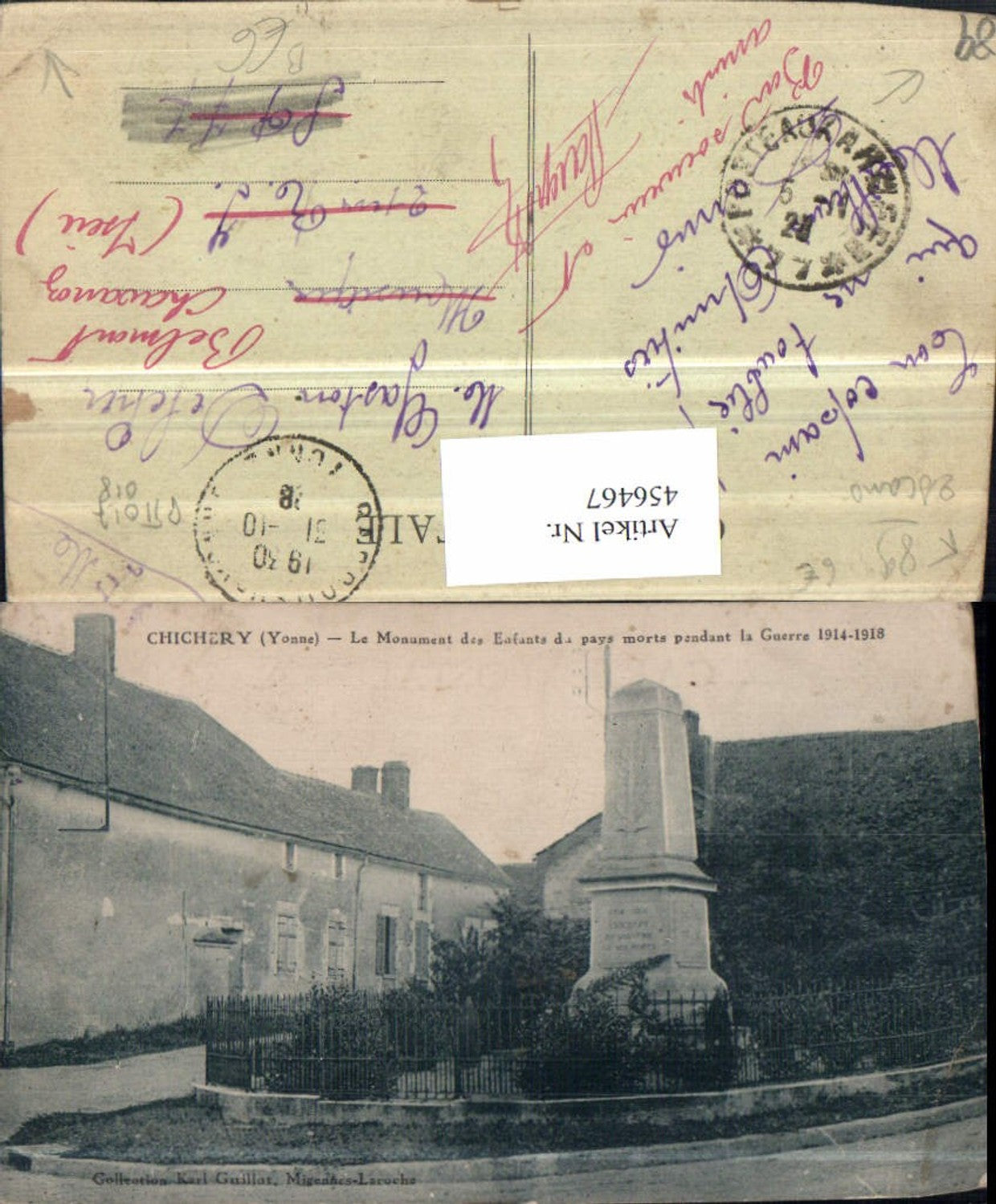 456467,Burgund Yonne Chichery Monument des Enfants du pays morts