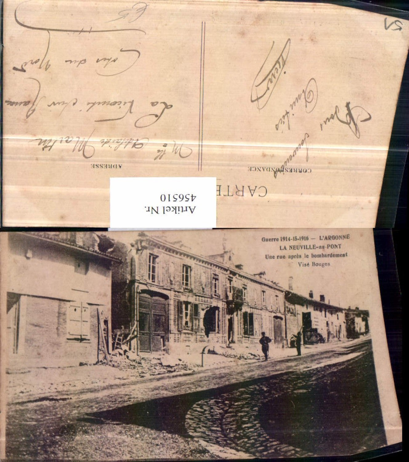456510,Champagne-Ardenne Marne La Neuville-au-Pont Zerstörung Straßenansicht