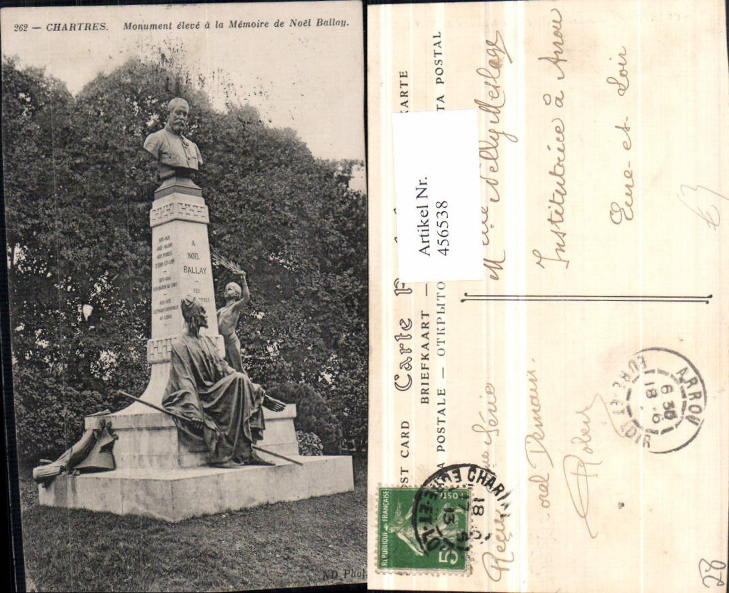 456538,Centre Eure-et-Loir Chartres Monument Noel Ballay Büste