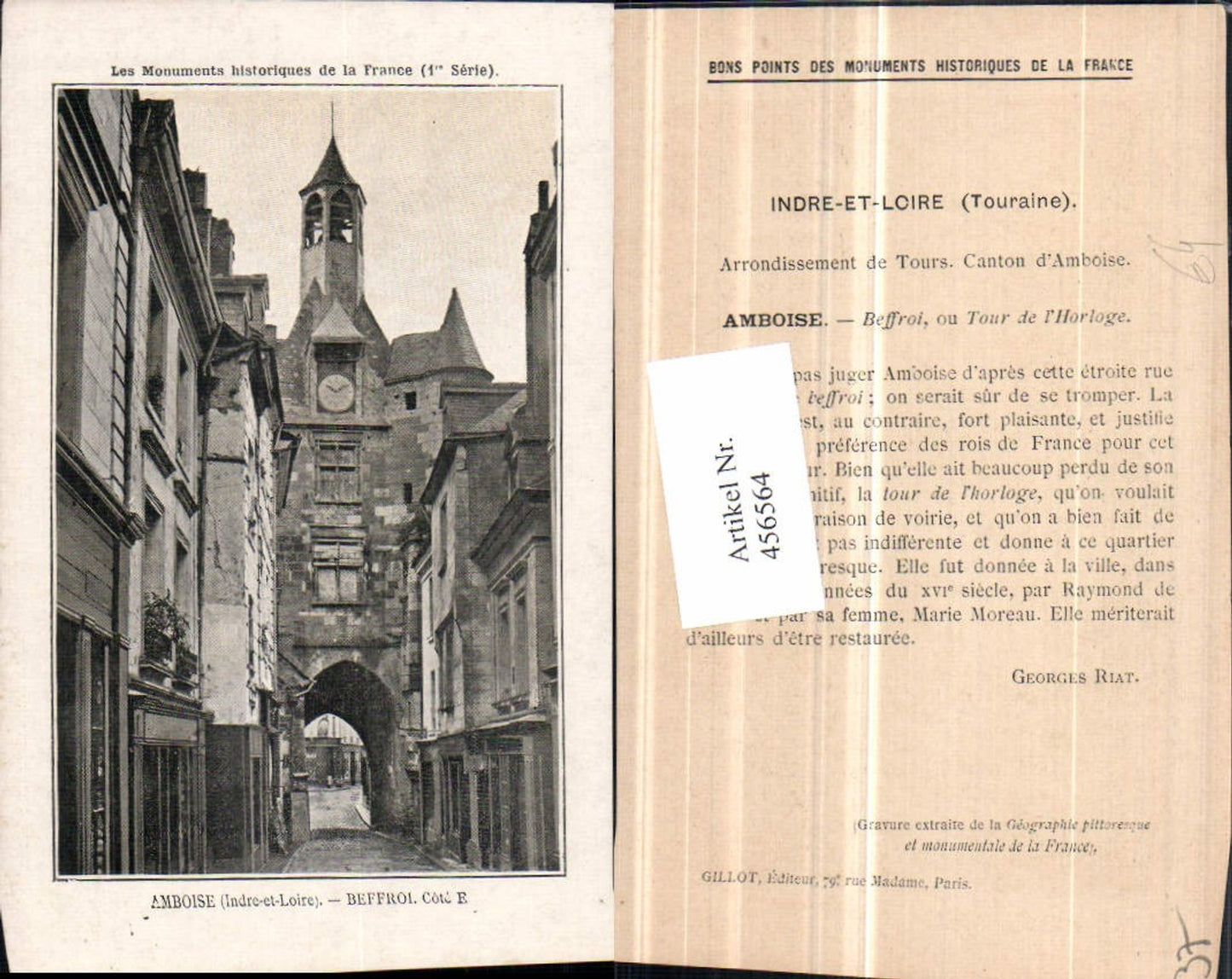 456564,Centre Indre-et-Loire Amboise Beffroi Tour Horloge Uhr Tor