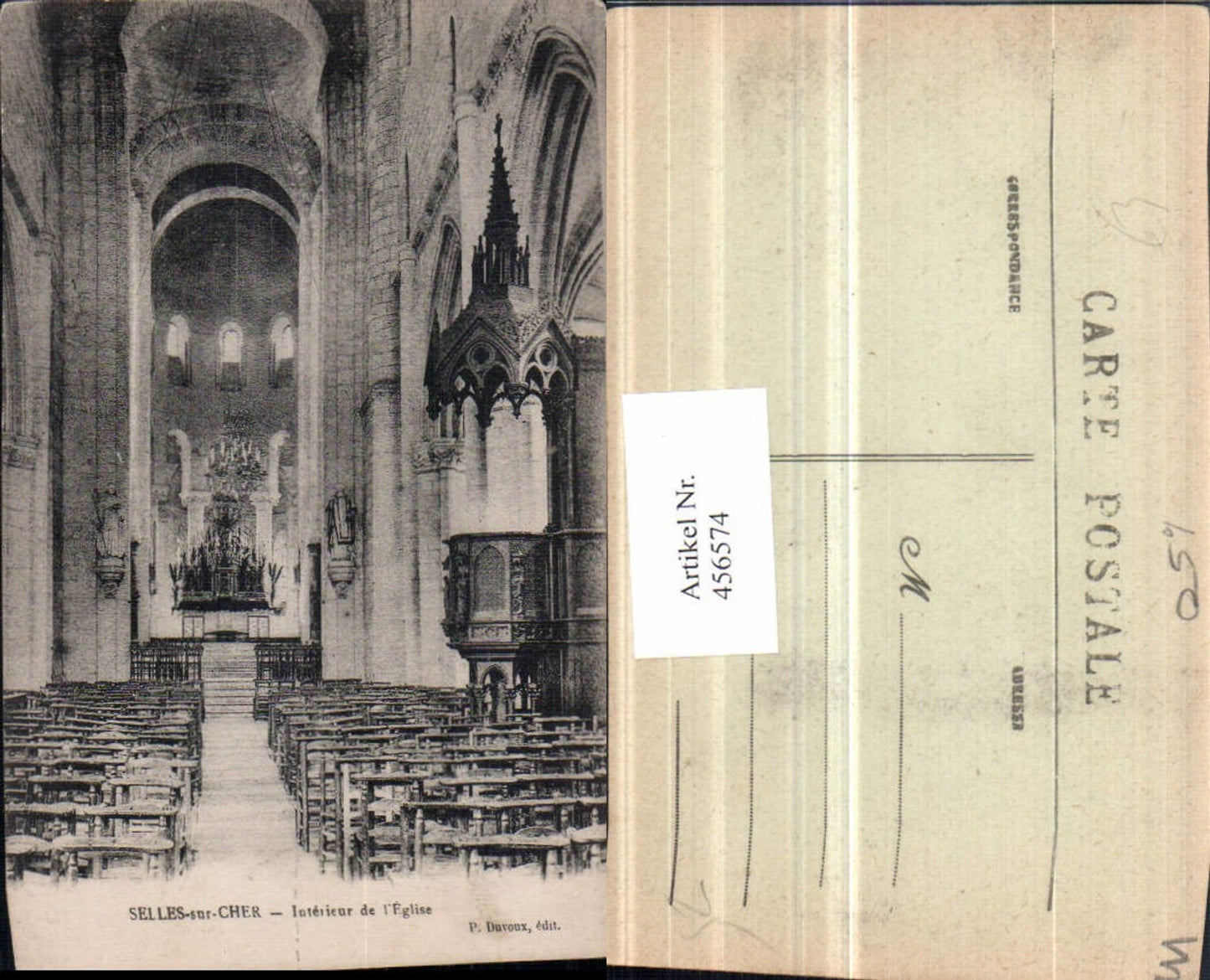 456574,Centre Loire-et-Cher Selles-sur-Cher Interieur de Eglise Kirche Kanzel