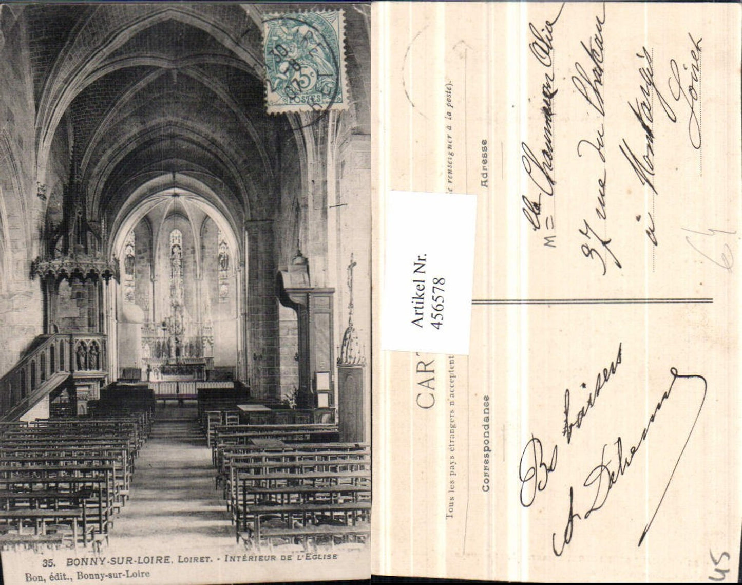 456578,Centre Loiret Bonny-sur-Loire Interieur de l'Eglise Kirche Kanzel