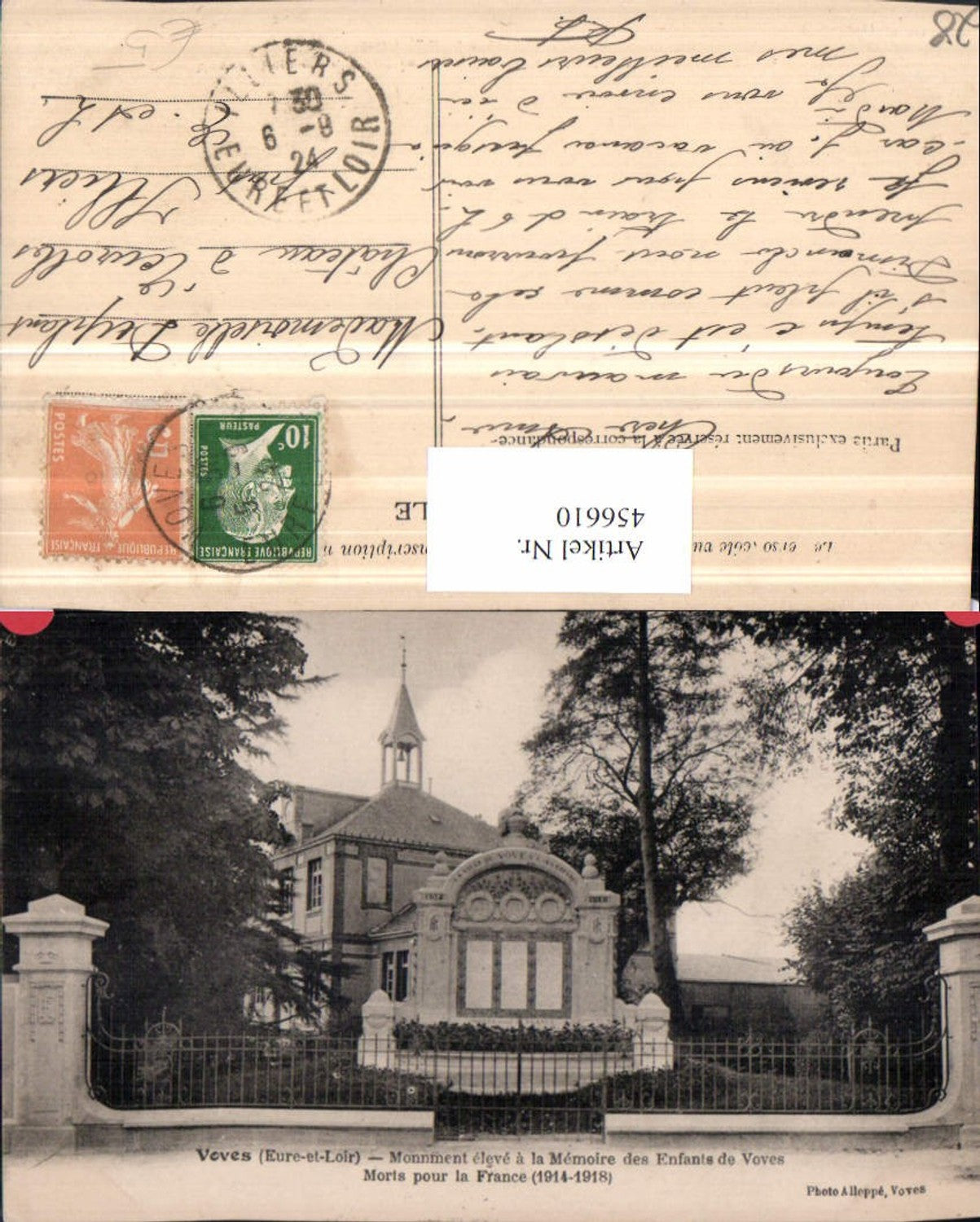 456610,Centre Eure-et-Loire Voves Monument eleve a la Memoire Enfants