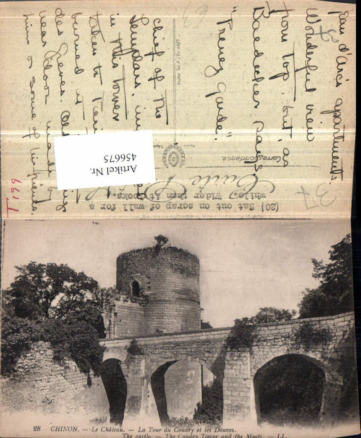 456675,Centre Indre-et-Loire Chinon Chateau Tour du Coudry Turm Brücke